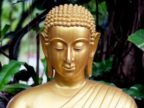 signification bouddha dans un jardin